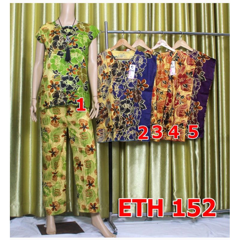 Setelan Celana Panjang, Bahan Katun Rayon, Celana Pinggang Karet