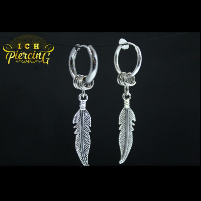 Anting hoop bulu model gantungan fashion Korea