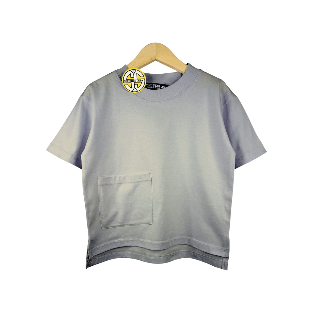 Second star - Oversize Pocket Kids Tees Kaos Polos Anak Saku Warna Pastel Katun Combed 24s Laki-laki Perempuan Unisex 1-8 tahun - Amr197