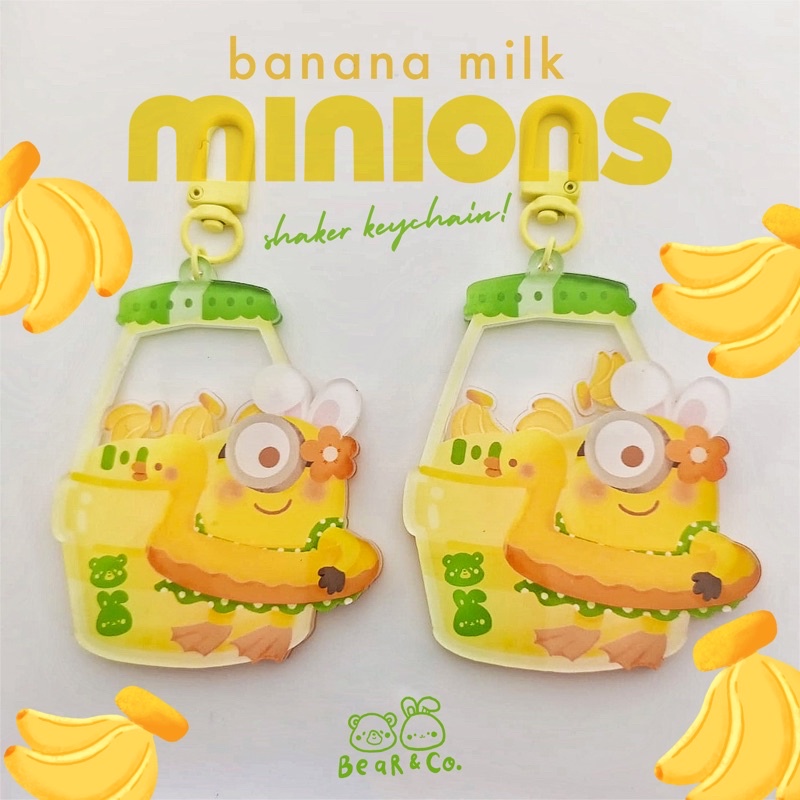 minions banana milk shaker keychain