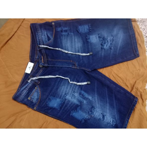 Celana Jeans Pendek Sobek Pria Wisker Jeans Pendek Ripped Robek Pria variasi tali kolor Premium//(celana Borju)