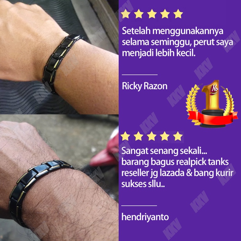 Gelang titanumj Anti Lelah Gelang Terapi Penurun Berat Badan Penyembuhan Hematite Gelang Tangan Magnetis Melar