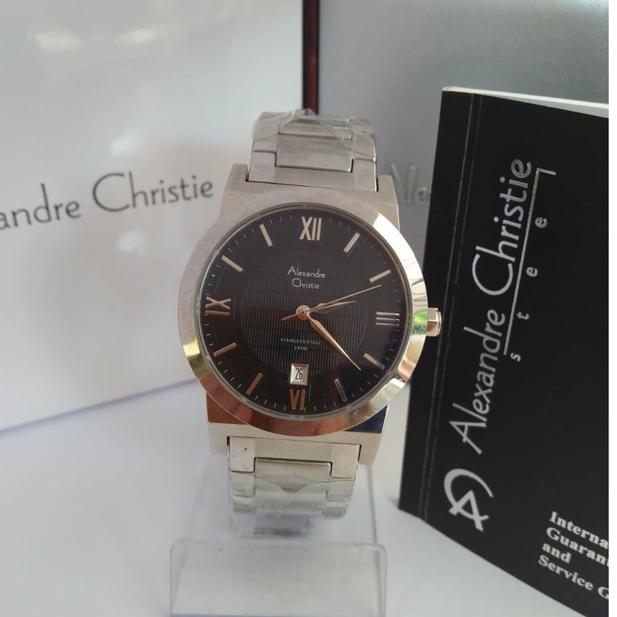 JAM TANGAN WANITA ALEXANDRE CHRISTIE AC 8262 SILVER BLACK ORIGINAL GARANSI RESMI 1 TAHUN