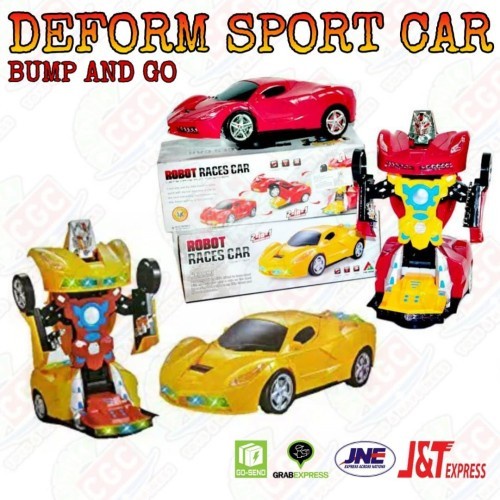 mwn.toys MAINAN MOBIL ROBOT TRANSFORMMEER RACER CAR 2IN1 RED YELLOW 2030A