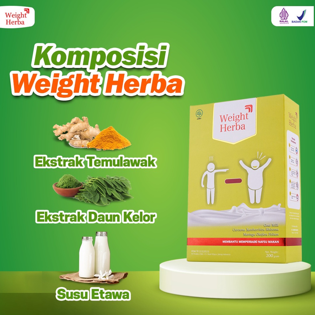 Paket 2 Weight Herba Nafsu Makan - Original Susu Penambah Berat &amp; Penggemuk Badan Perbaiki Saluran Pencernaan Tingkatkan Nafsu Makan Isi 200gr