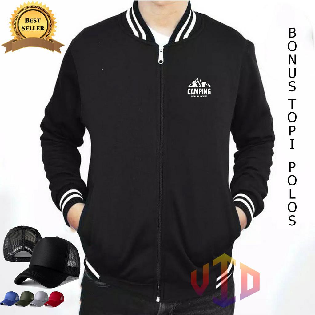 FREE TOPI .... BISSBOLL RESLETING CAMPING MOTIF PUTIH+TOPI//Sweatshirt Hoodie Pria/Wanita//Sweater K