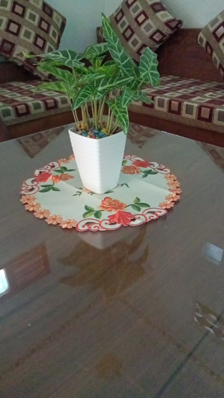 Taplak Meja Bulat Kecil Diameter 40cm Kuning Pink Oranye Lingkaran