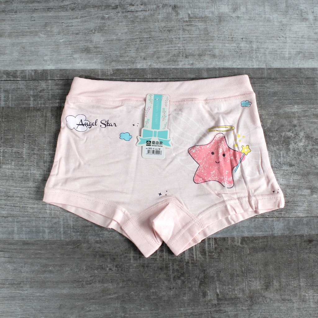 Celana dalam anak perempuan bahan katun dengan ziplock pouch Boxer anak cewe isi 4 pcs bahan katun