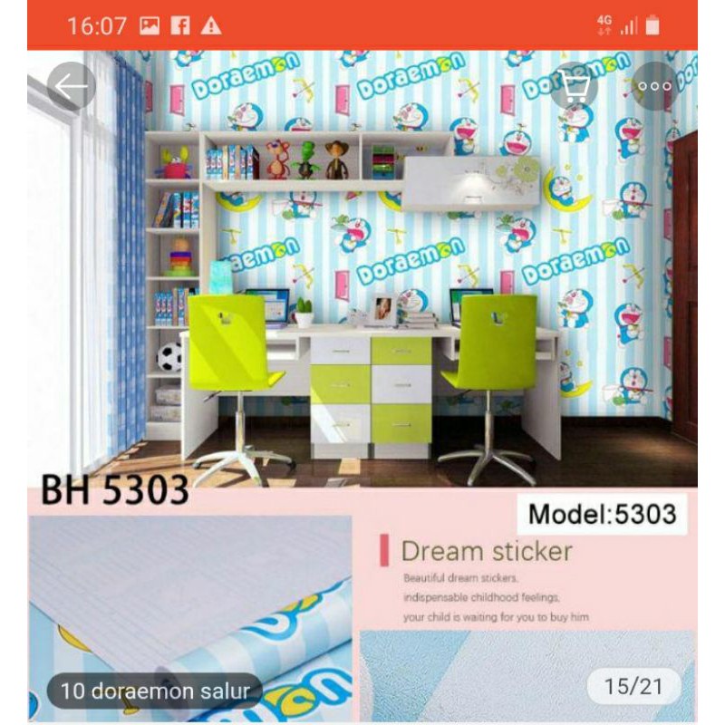 WALLPAPER STIKER DINDING MOTIF.DORA EMON SALUR