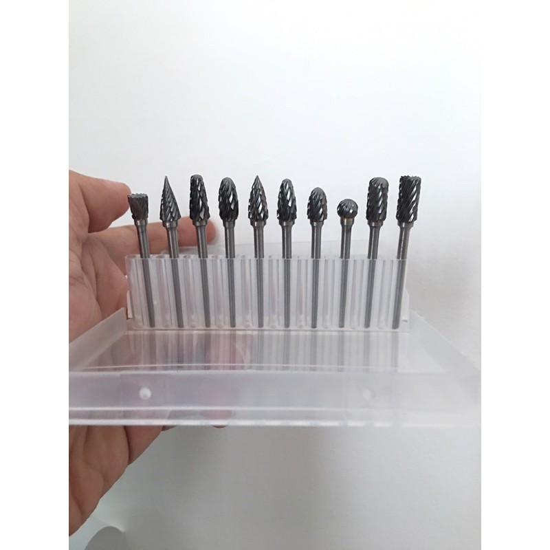 Mata bor ukir tuner porting besi metal as 3mm set 10pcs Mata bor cun metal / mata tuner mini grinder