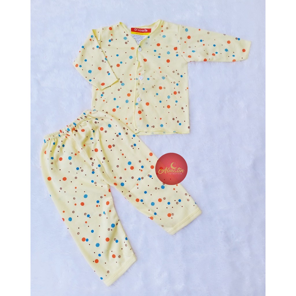 3 Stel Setelan Baju Bayi Newborn Lengan Panjang Motif Polkaodot
