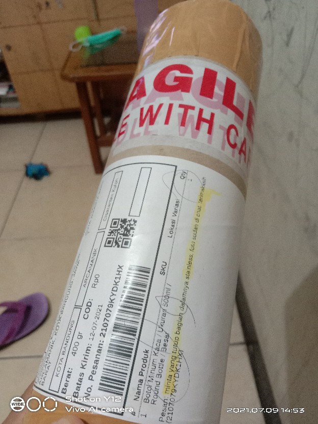 Botol Minum Kaca / Ukuran 500ml / Round Bottle / Besar