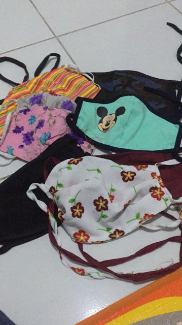 Masker Kain Tali 2 Lapis Dan Pocket Bisa Isi Tissue