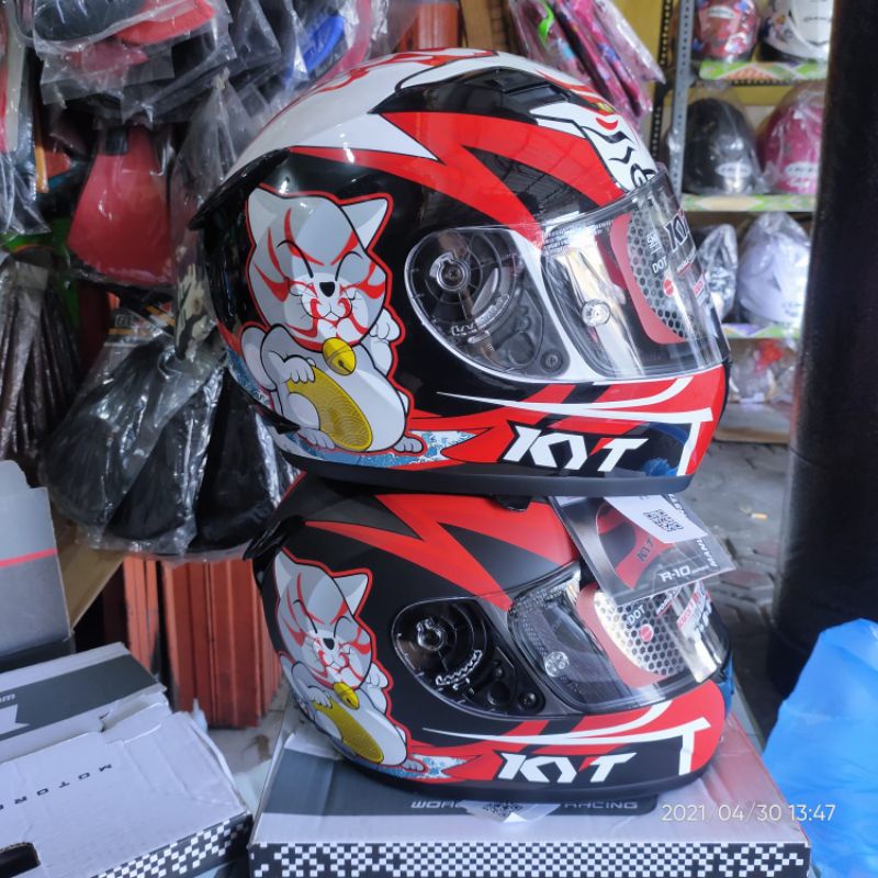 Jual HELM KYT COUPLE R10 KABUKI WHITE RED VS DJ MARU KABUKI WHITE/RED ORIGINAL Shopee Indonesia