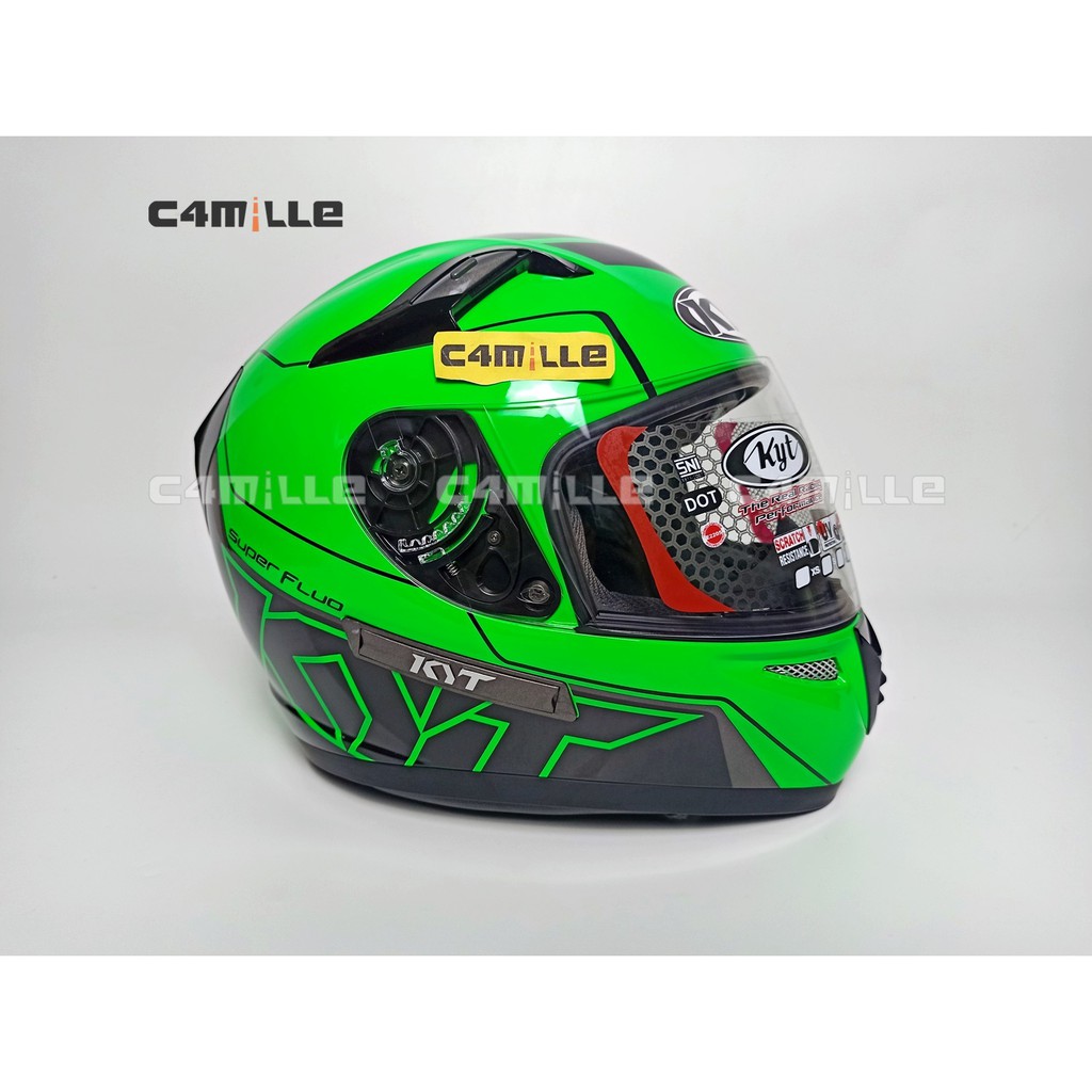 HELM KYT K2 RIDER #1 SUPER FLUO ED GREEN FLUO DOUBLE VISOR FULL FACE