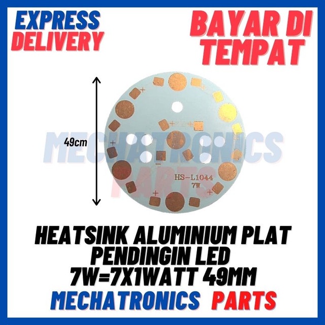 [SEN-9042] HEATSINK ALUMINIUM PLAT PENDINGIN LED 7W=7X1WATT UNIVERSAL PCB DIAMETER 49MM
