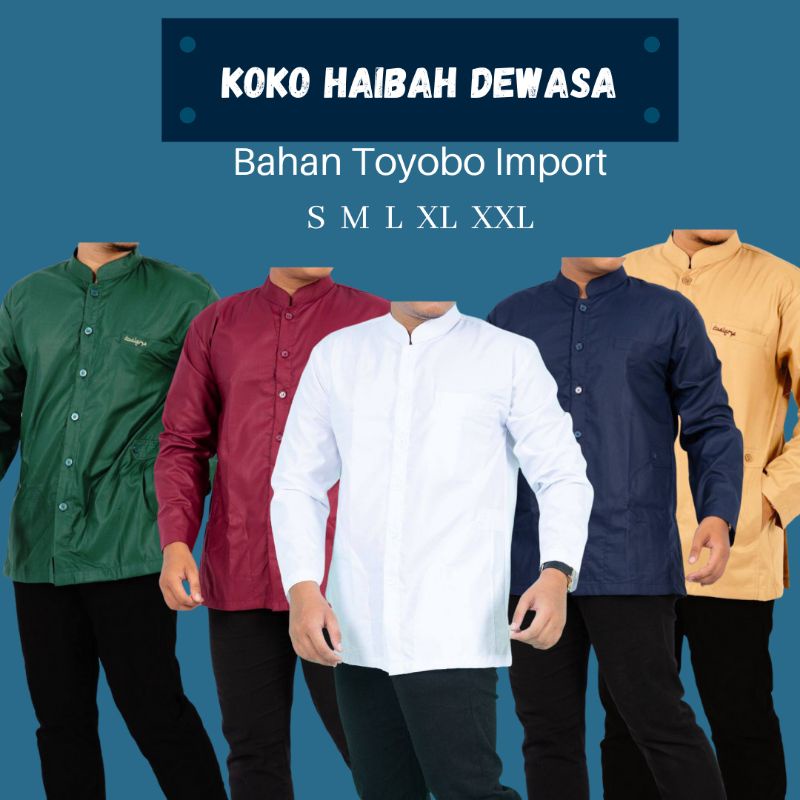 Koko Haibah Pria Dewasa Kazimi Original Semi Jasko Baju Koko Habaib Putih Polos Lengan Panjang  Baju