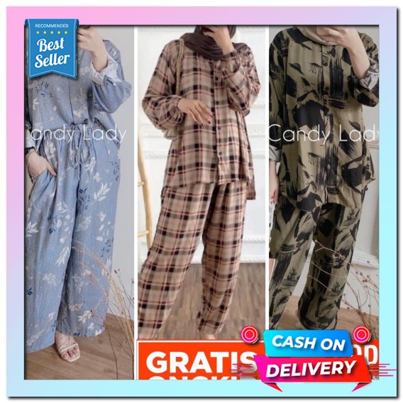 Setelan Pakaian Model Lengan Pendek Setelan Angnesca Setelan Wanita Stelan Ny Kulot Pakaian Wanita B