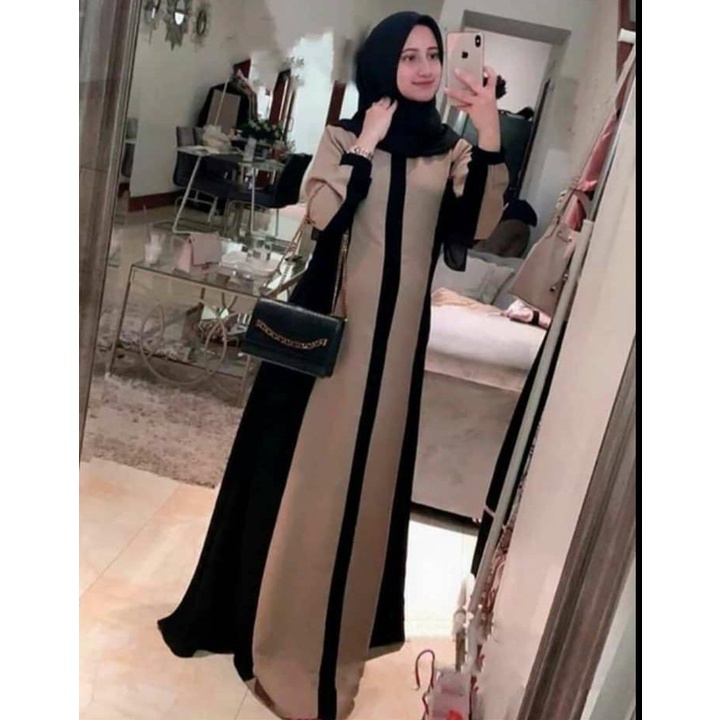 Abaya arab terbaru-gamis hitam remaja kekinian - dress remaja -dress muslimah terbaru-gamis syari kekinian-abaya garis1 silver