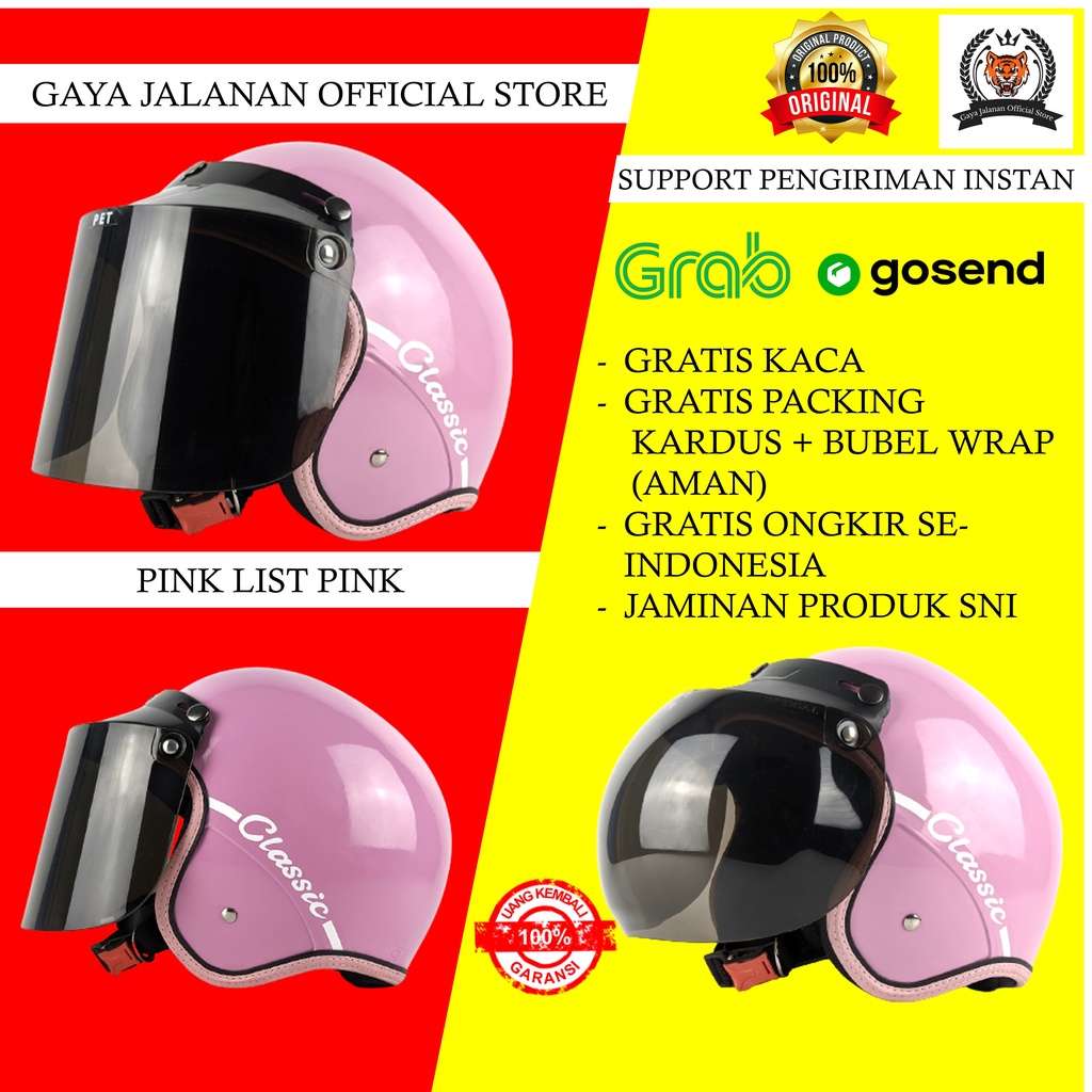 Helm Bogo Dewasa Helem Motor Retro Remaja Classic Pria Wanita SNI Open Face Klasik Cewek Cowok A6