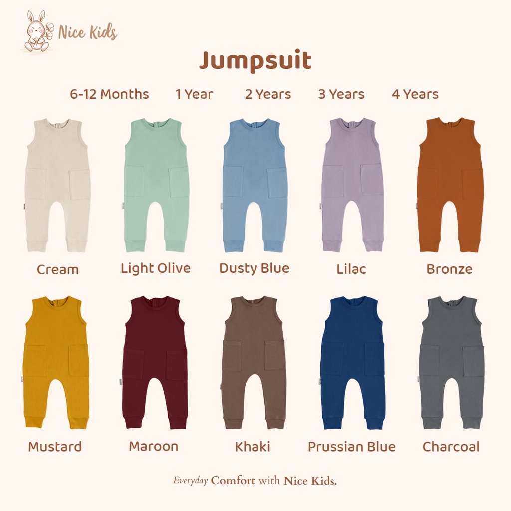 Nice Kids - Jumpsuit (Jumper Bayi Romper Baby One Piece Setelan 6 Months - 4 Tahun)