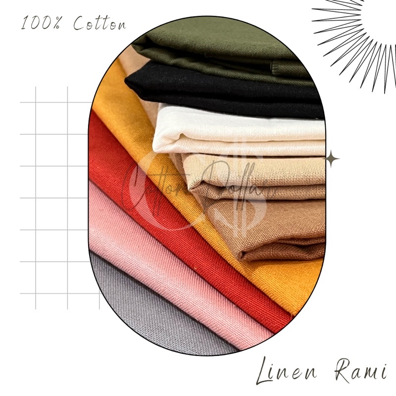 Kain Linen Rami Murah berkualitas Katun Rami per Setengah Meter cocok untuk Kemeja Rok Celana ready stock