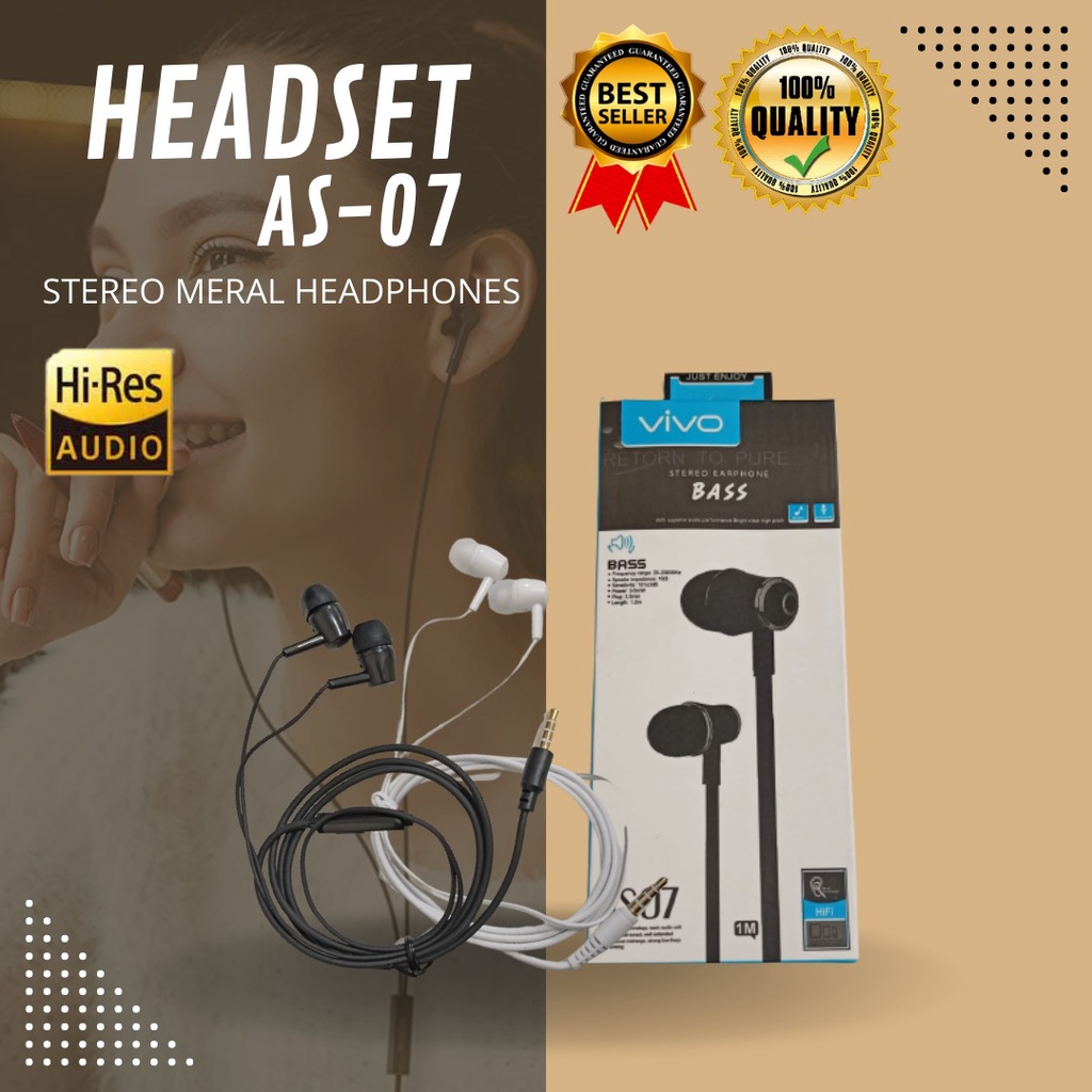 HEADSET / HANDSFREE &lt; VIVOO 363 - AS07 &gt; SUPER BASS + MIC semua hp bisa dipakai ya (JAYA ACC)