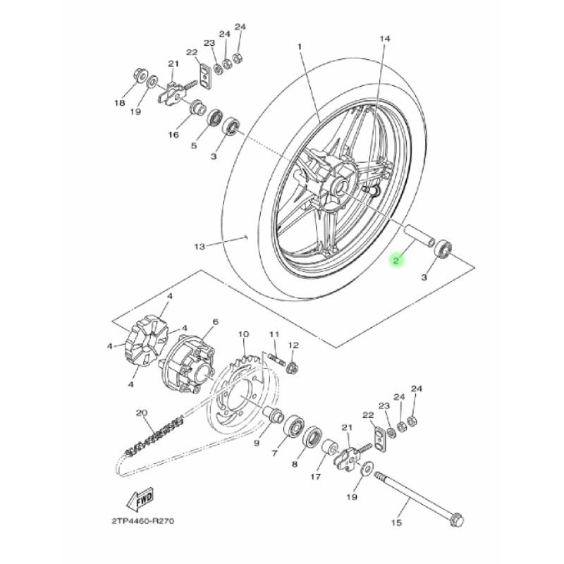 COLLAR BOSH BOS BUSH TENGAH DALAM TROMOL RODA BELAKANG VIXION NVA MX KING XABRE ORI YGP 1PA-F5317-00