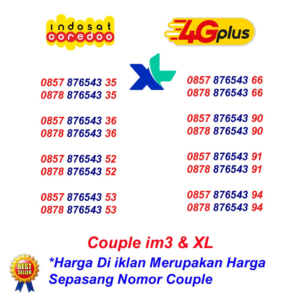 Terbaik XL isat couple super nomor cantik pasangan 4g