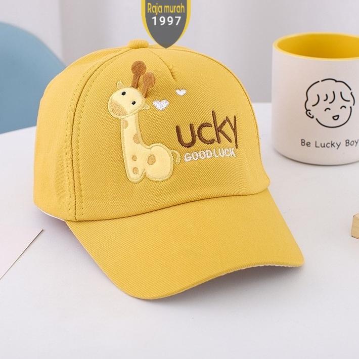 ❄️Harga Potongan Topi Anak Laki Laki Cowok Perempuan Cewek Jerapah GOOD LUCKY Topi Karakter Anak Kup
