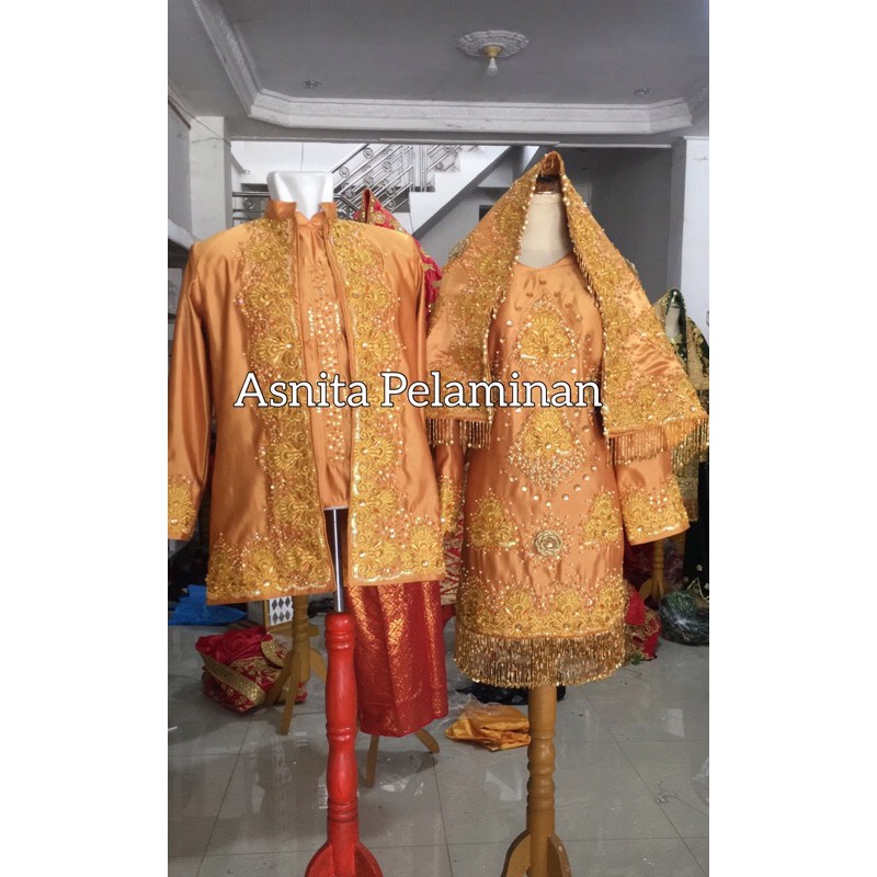 BAJU KOTO GADANG MODERN FULL PAYET BRIDAL GOLD BAJU PENGANTIN MINANG PADANG