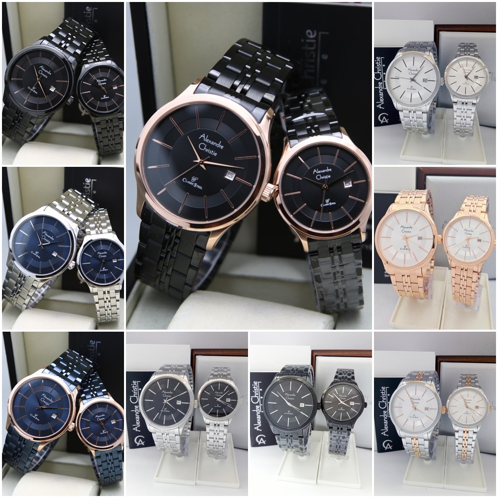 Jam Tangan Pria Wanita Pasangan Alexandre Christie AC 8348 MD LD Original