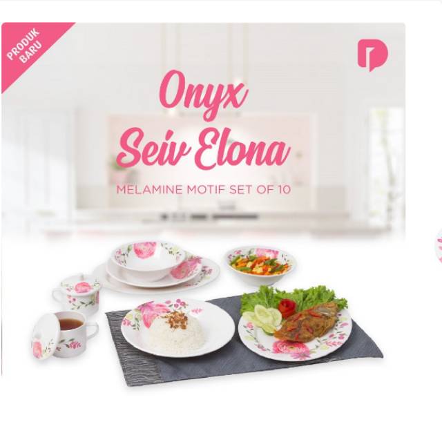 Piring melamin (onyx seiv elona)-melamine set-perlengapan makan melamin