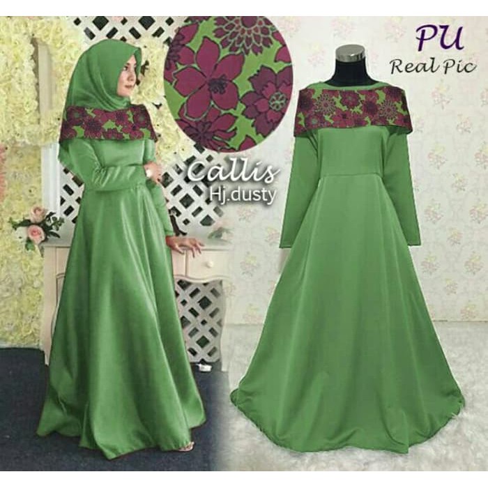 NISSA SABYAN  Gamis Kebaya Pesta Sabrina Abu Baloteli Baju Pesta Gamis Brukat Murah - Hijau