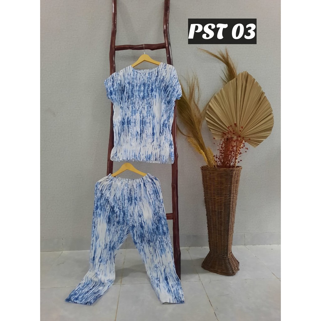 SETELAN PAJAMAS CELANA PANJANG LENGAN PENDEK BAHAN RAYON