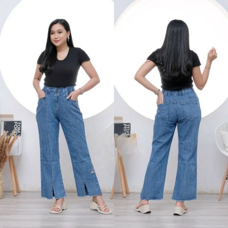 Celana Jeans Cutbray Belah Tulang Celana Jeans Wanita Cutbray Kekinian