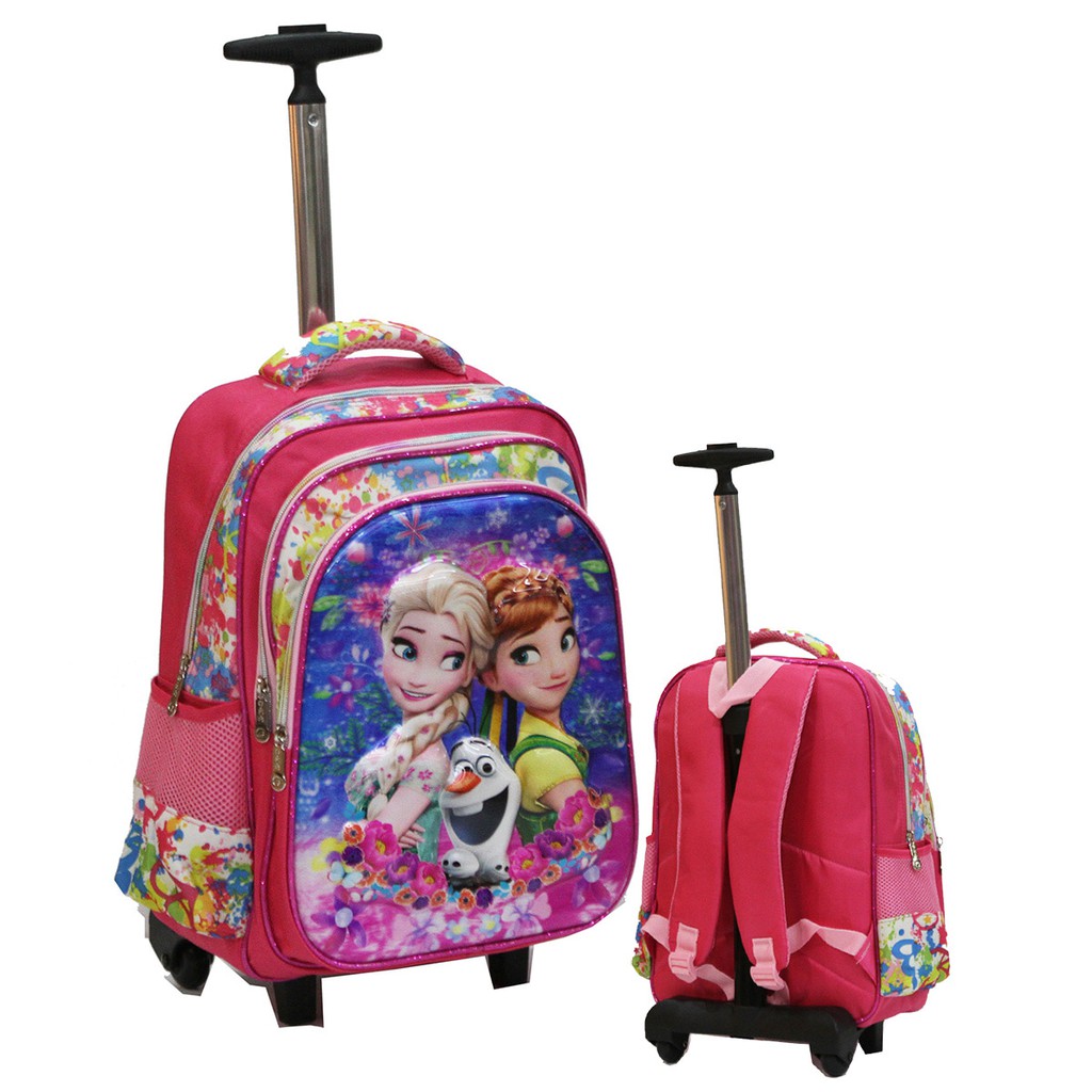 TAS RANSEL Trolley SD Frozen Pelangi5D Gagang Stainless 3 Kantung Import perempuan Terbaru