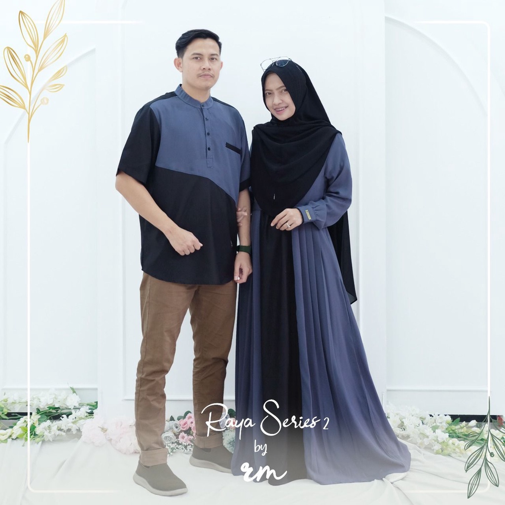 Gamis Polos Couple Kemko Seri Raya Couple original ratu Mulabees