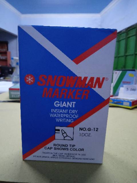 

SPIDOL PERMANEN SNOWMAN G-12 - PERMANEN MARKER GIANT G-12 HITAM DAN MERAH
