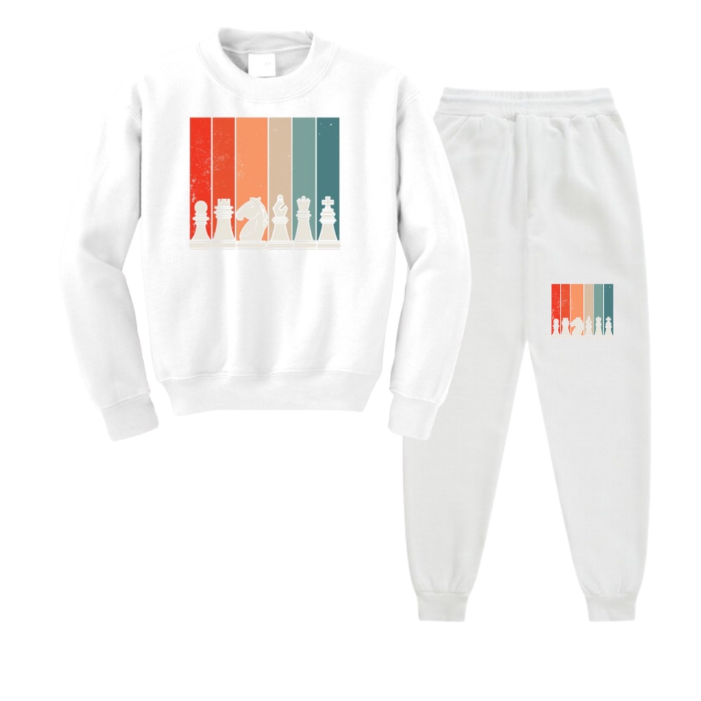 Choice Ali - Baju Setelan Anak Tanggung Perempuan - Sweater Remaja Perempuan + Jogger Motif Chess