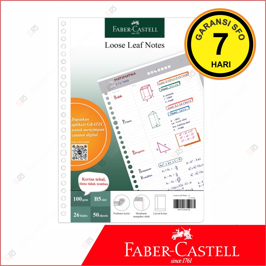 

Loose Leaf Digital B5 Faber Castell isi 50 - 100 gram Garis Khusus - A - SFO Semarang Official