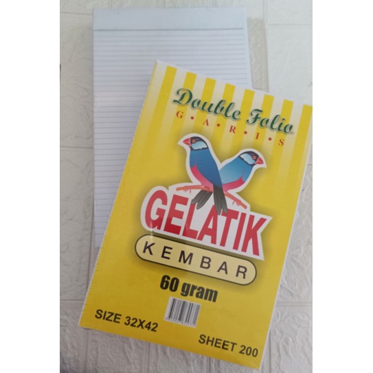 

Kertas Double Folio 200 lembar kertas bergaris Gelatik Kembar