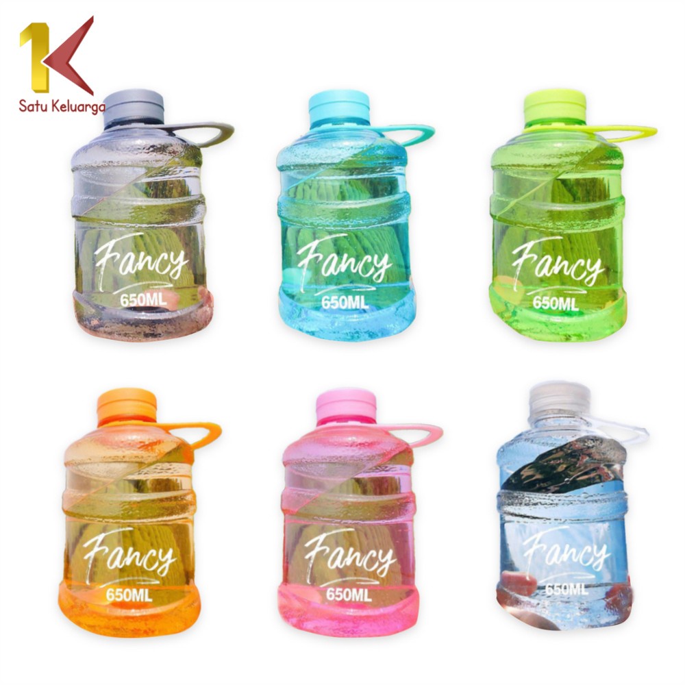 Satu Keluarga Botol Minum Bentuk Galon 650ml C307 Galon Mini Anak / Botol Air Minum Plastik Unik BPA FREE-TRANSPARAN