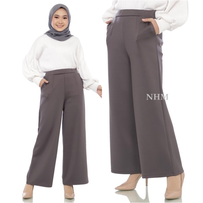 Celana kulot linen 7/8 ala korea Resleting Kancing rayon L7I0 premium terbaru SCUBA murah wanita raw
