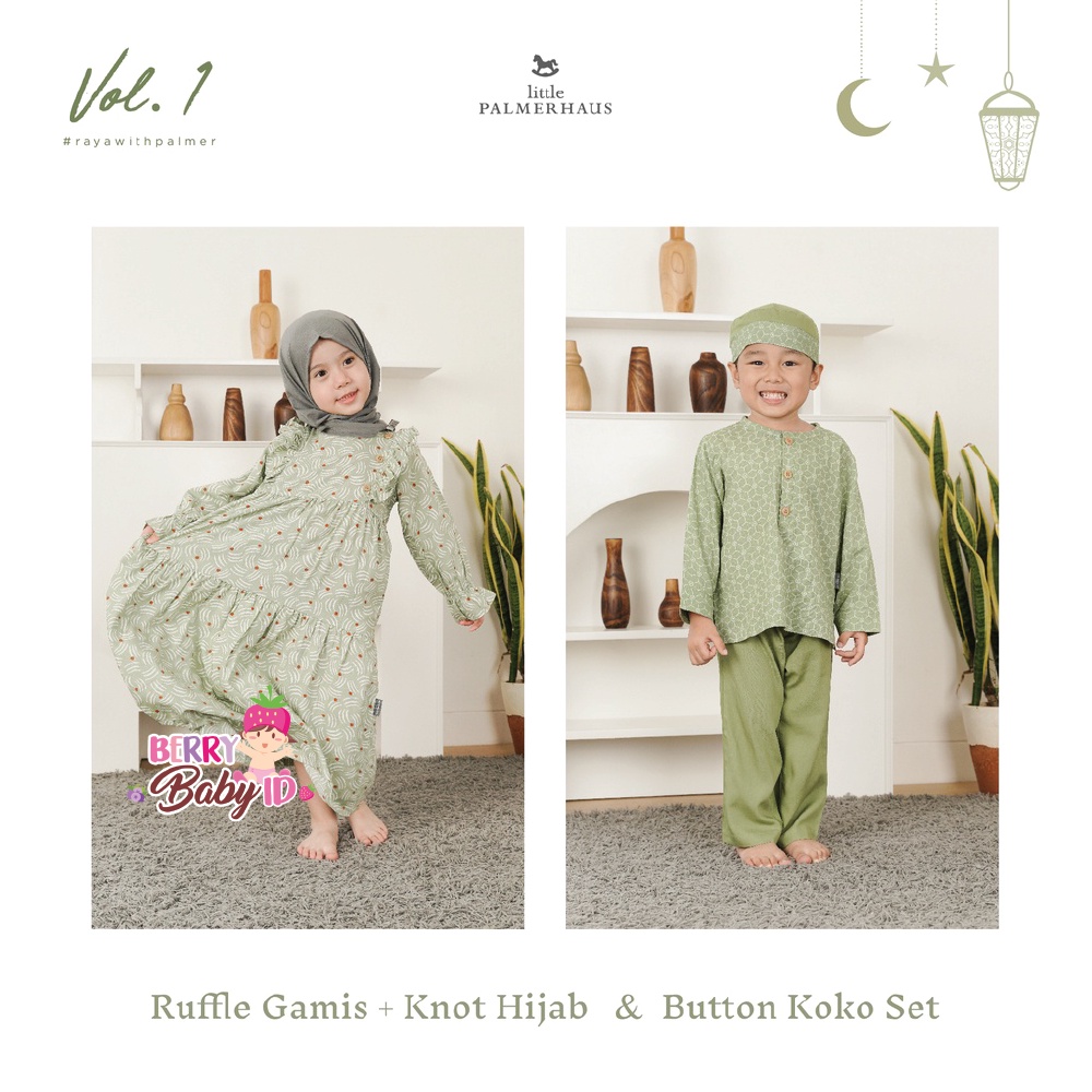 Little Palmerhaus Button Koko Set Baju Koko Celana Setelan Anak Muslim Berry Mart
