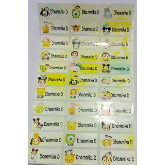 

Label Nama Tsum-Tsum Ukuran M