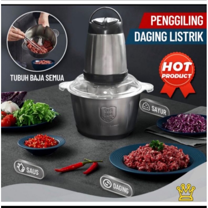 food Chopper stainless 2Liter /blender daging serbaguna bmw