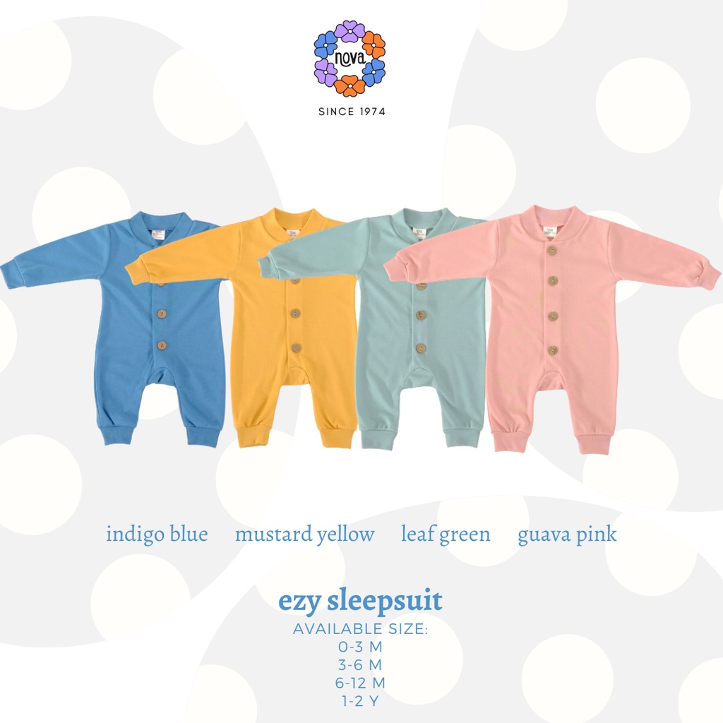 Nova Ezy Sleepsuit Polos - Jumpsuit Bayi dan Anak Jumper Panjang Unisex SNI