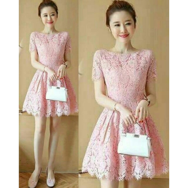 Dress Brukat Amber Salem Dress Cewek Kekinian Dress Brukat Kekinian