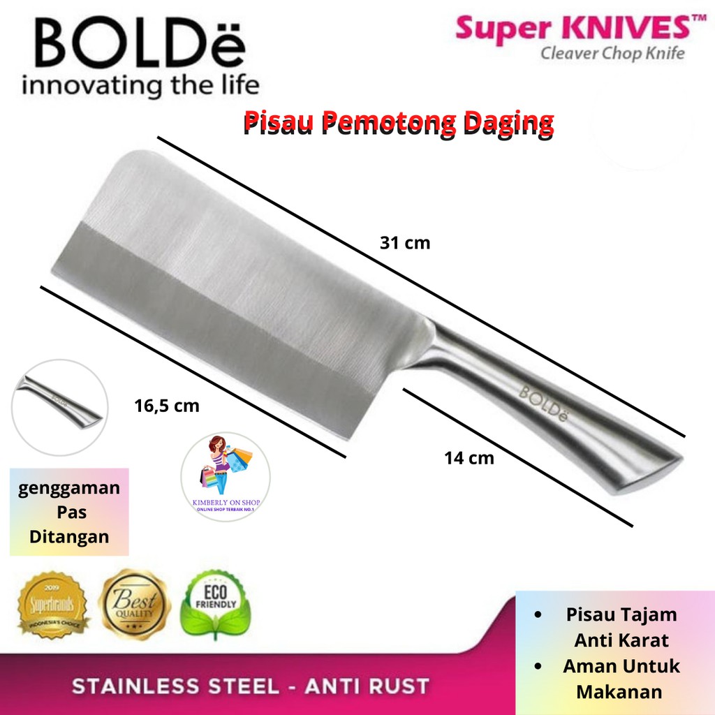 Pisau Daging stainless Golok BOLDe Super Knives Titanium Chop knife